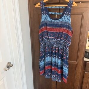 Xhilaration Blue and Red Patterned Dress